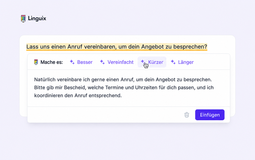 In Sekunden umschreiben und verfeinern